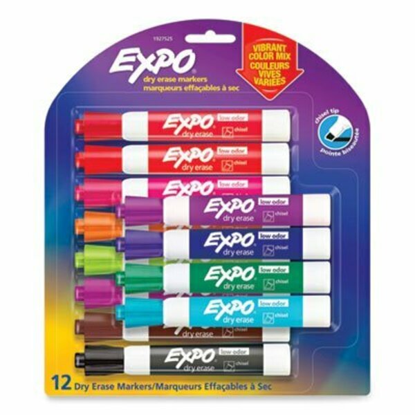 Sanford EXPO, LOW ODOR DRY ERASE VIBRANT COLOR MARKERS, BROAD CHISEL TIP, ASSORTED COLORS, 12 Pieces 1927525